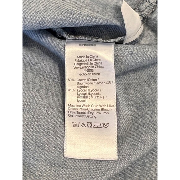 MADEWELL Blue Denim Chambray A-Line Mini Dress Puff Sleeve Button Front 00 XS - Picture 6 of 8